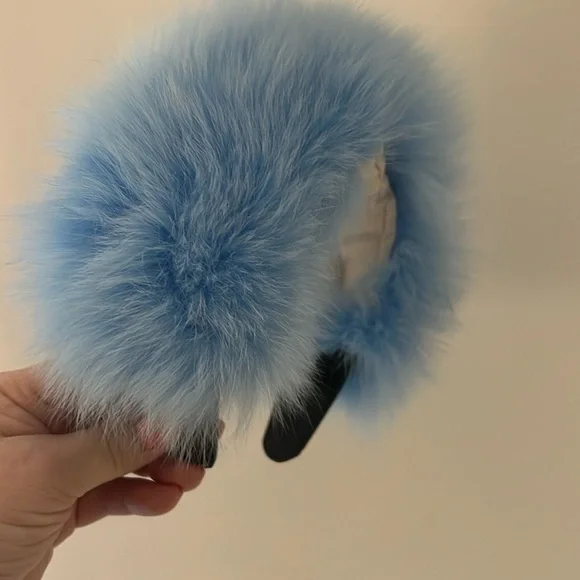 fifi | Accessories | Headband Sky Blue Fox Fur With Leather  display picture 1